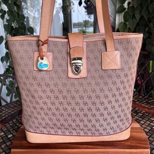 Dooney & Bourke Women's Monogrammed Jacquard & Leather Light Brown Tote